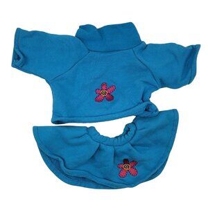 2/$15 Boyds Collections Bear Doll Clothes Top & Skirt Blue Embroidered Flower